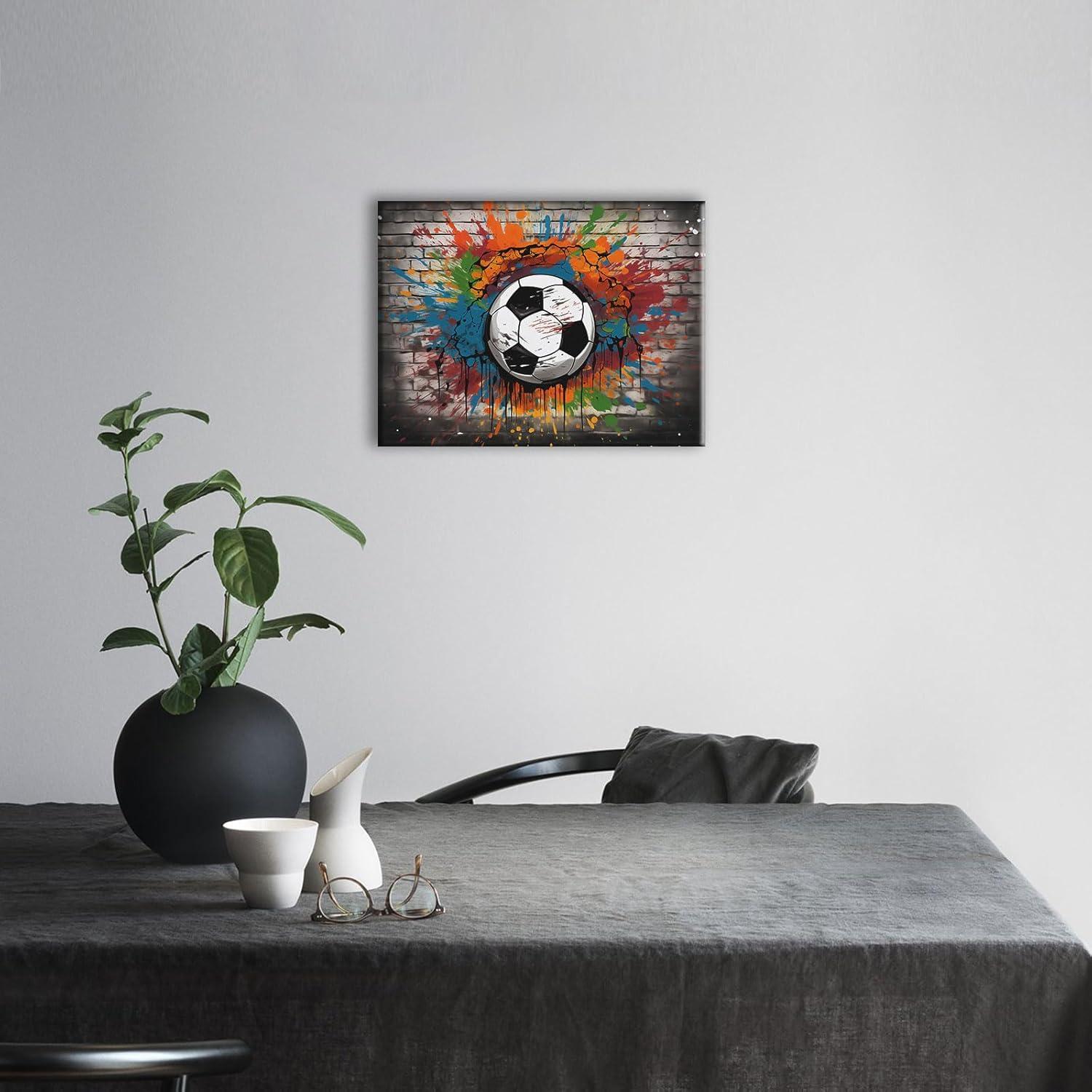 Arte de Pared de Fútbol Typruye Lienzo 40x30cm con Marco
