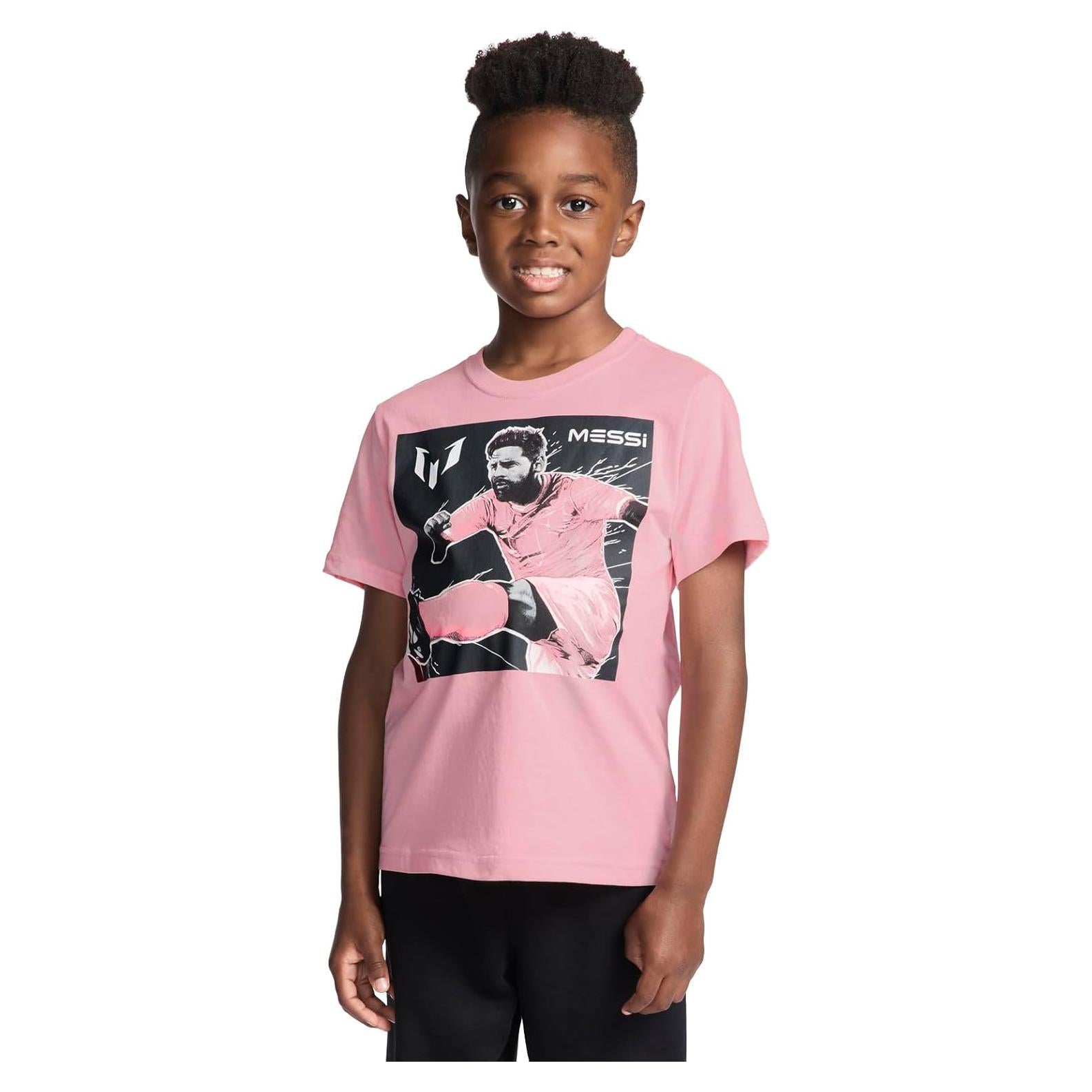 Camiseta de Manga Corta Messi para Niños Talla 7 Rosa Caramelo