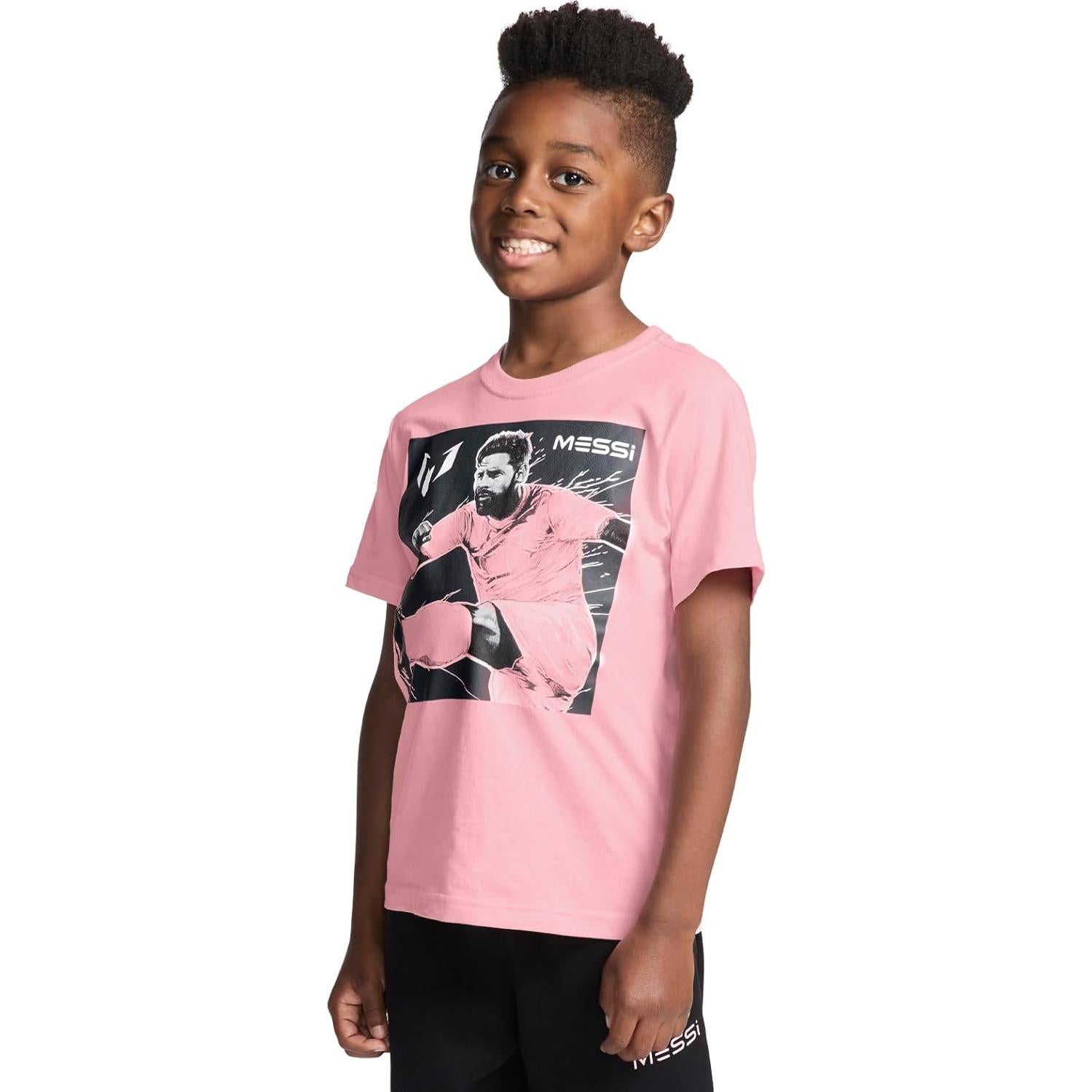 Camiseta de Manga Corta Messi para Niños Talla 7 Rosa Caramelo