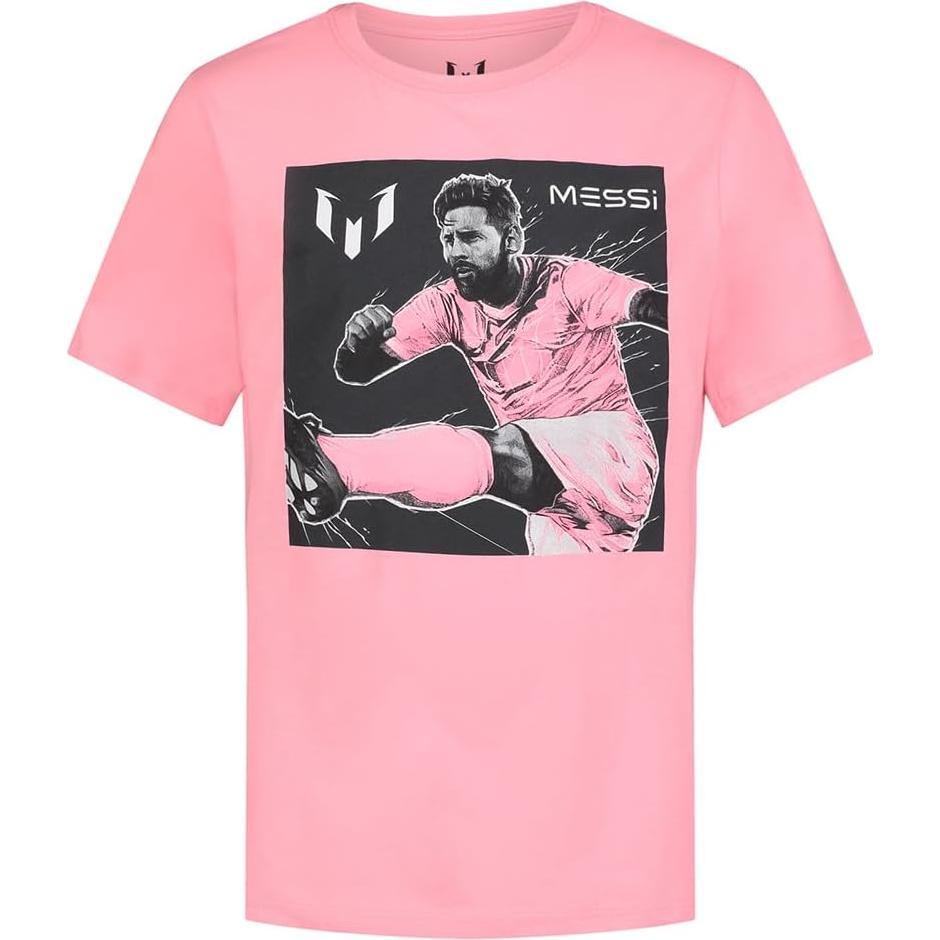 Camiseta de Manga Corta Messi para Niños Talla 7 Rosa Caramelo