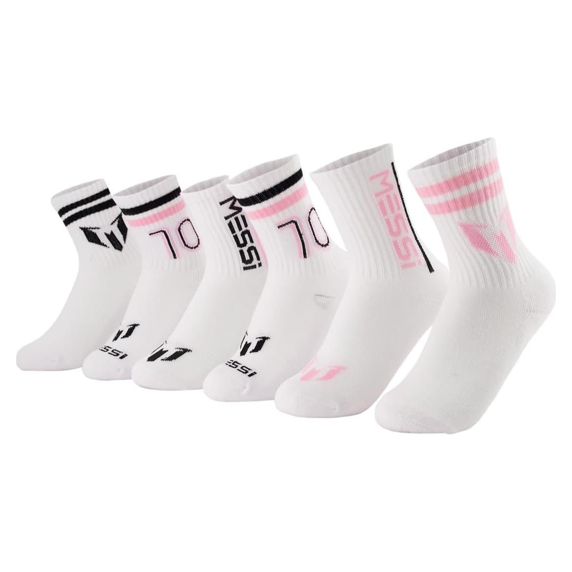 Calcetines de Messi para Niñas - Paquete de 6, Suaves y Cómodos