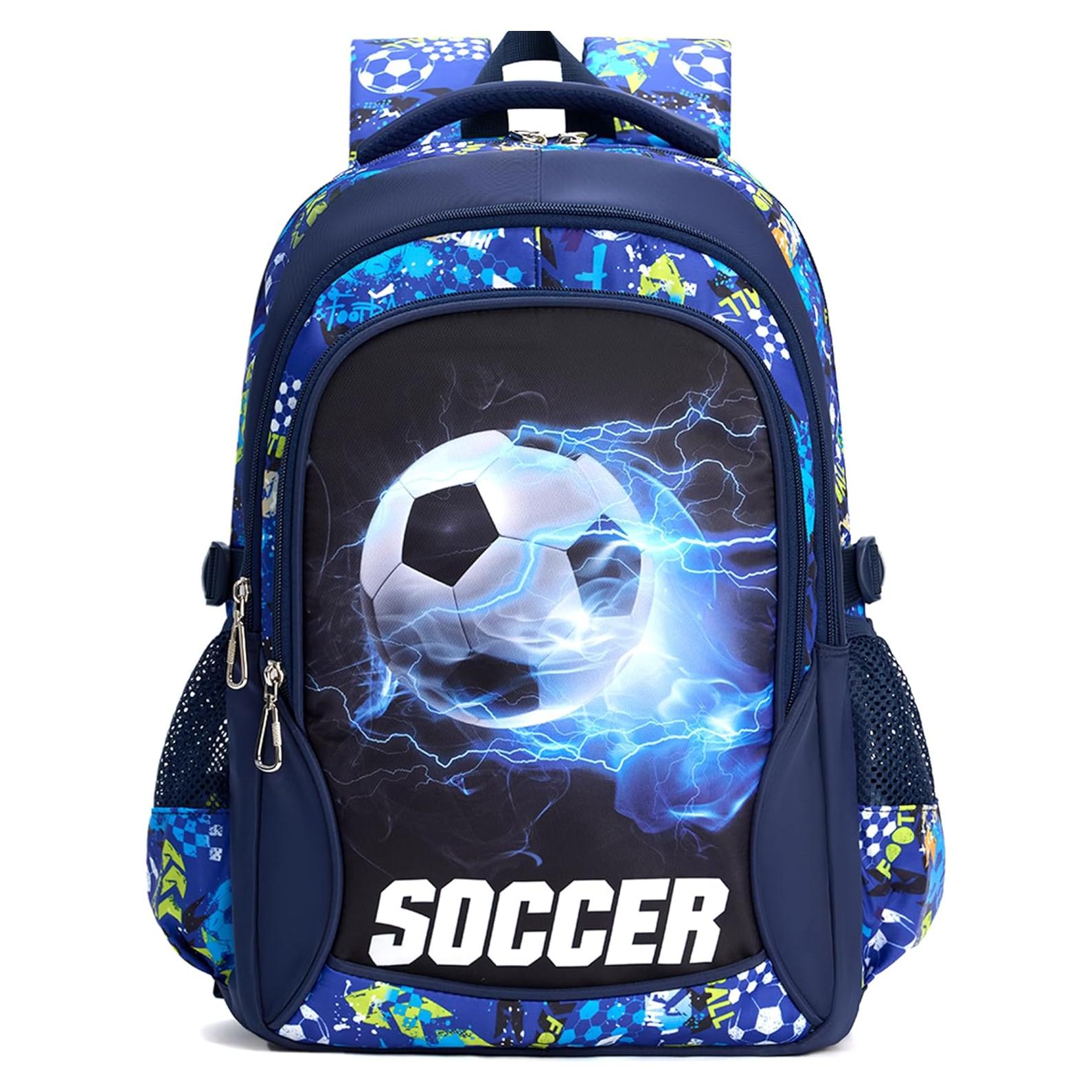 Mochila Escolar para Niños QYTFOA Fútbol 25L Impermeable Azul