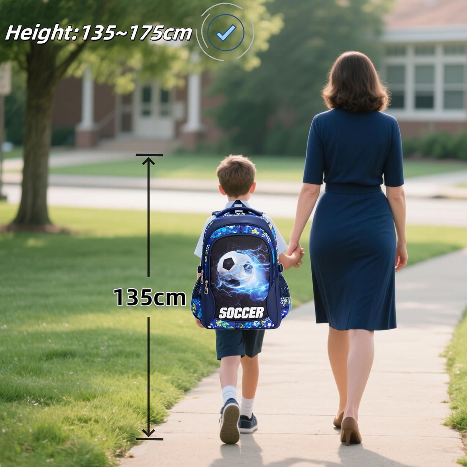 Mochila Escolar para Niños QYTFOA Fútbol 25L Impermeable Azul