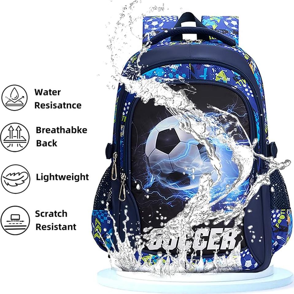 Mochila Escolar para Niños QYTFOA Fútbol 25L Impermeable Azul
