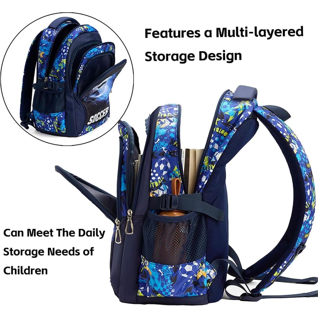 Mochila Escolar para Niños QYTFOA Fútbol 25L Impermeable Azul