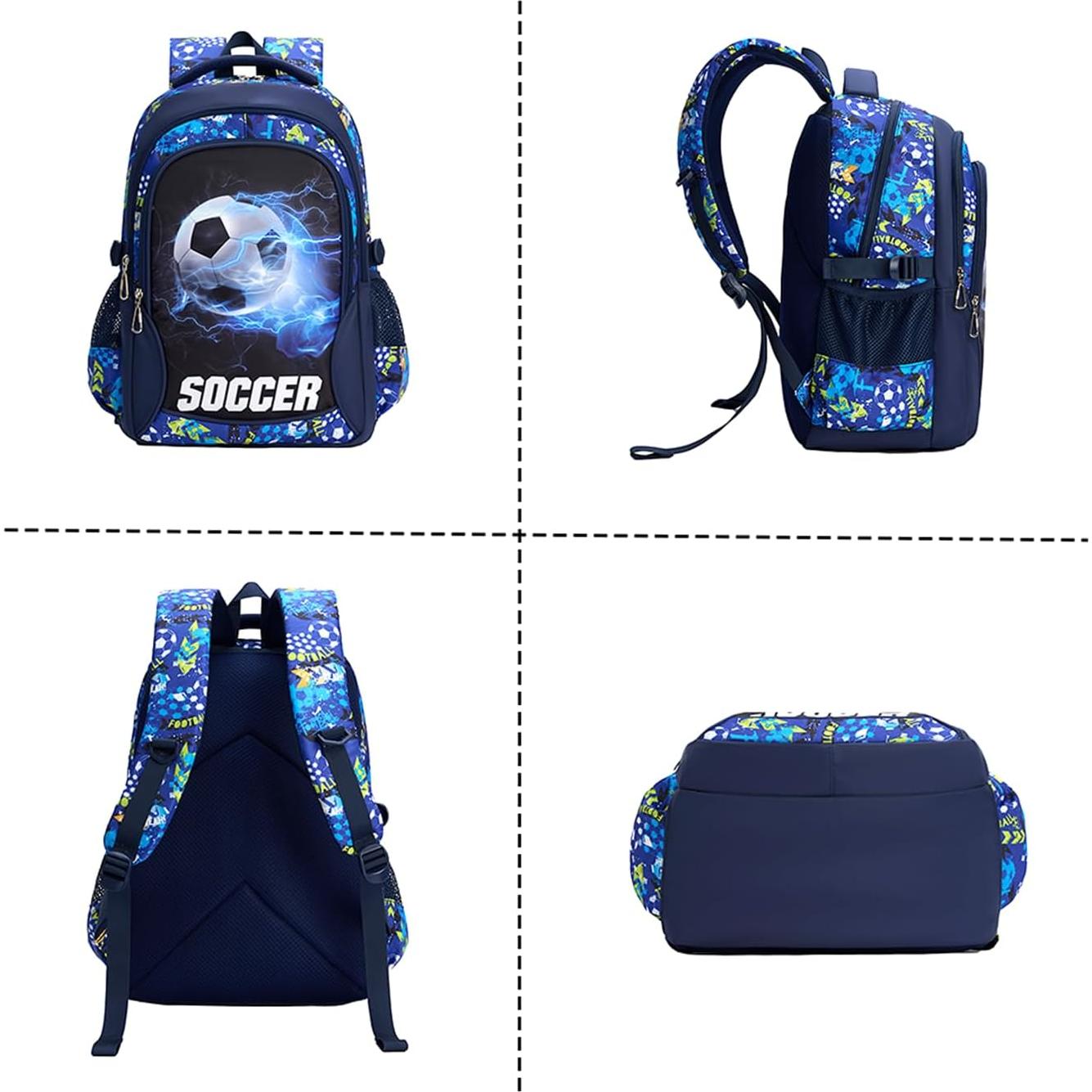 Mochila Escolar para Niños QYTFOA Fútbol 25L Impermeable Azul