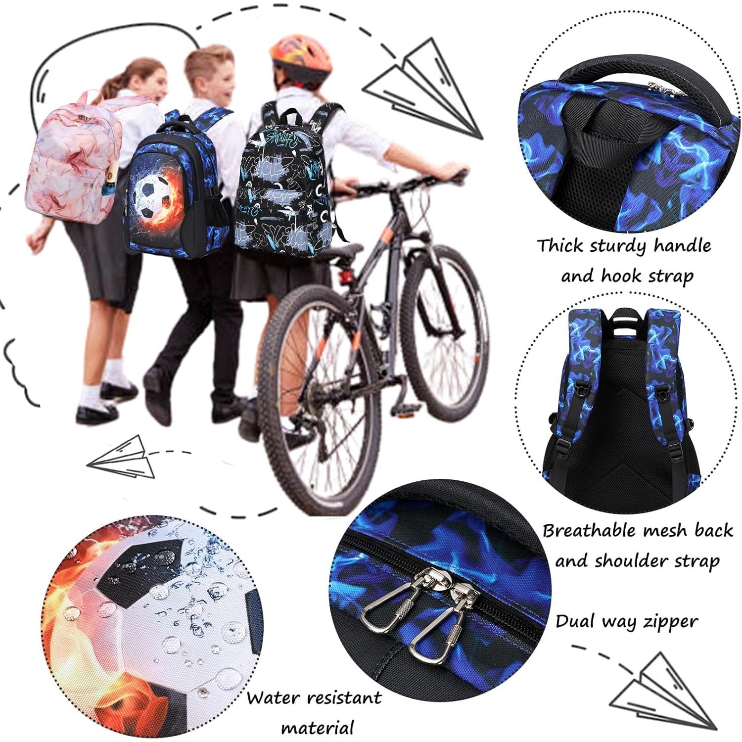 Mochila Escolar Jumpopack Azul Fútbol Niños 25L 39.9x30x15.7cm