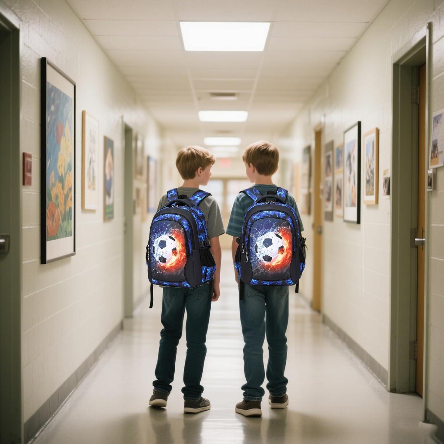 Mochila Escolar Jumpopack Azul Fútbol Niños 25L 39.9x30x15.7cm