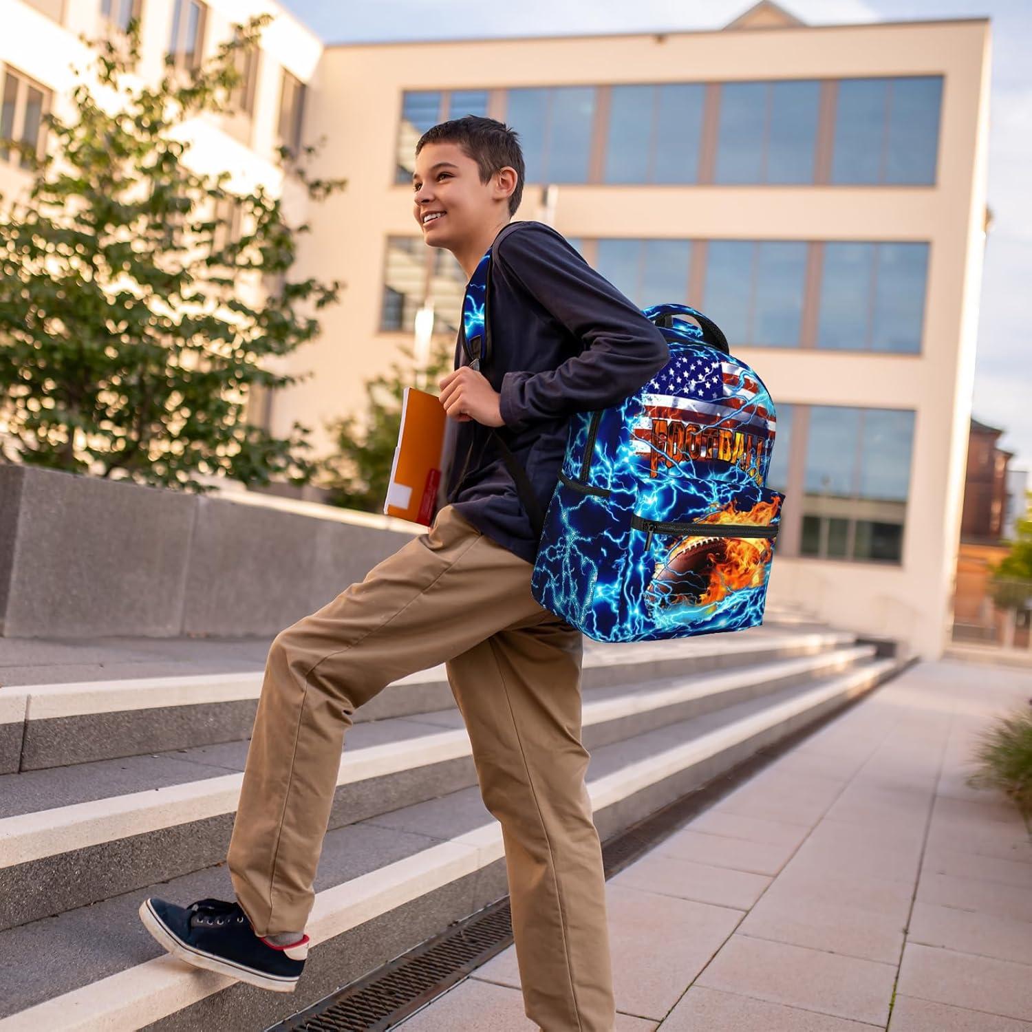 Mochila Escolar de Fútbol Americano para Niños 29x20x40 cm