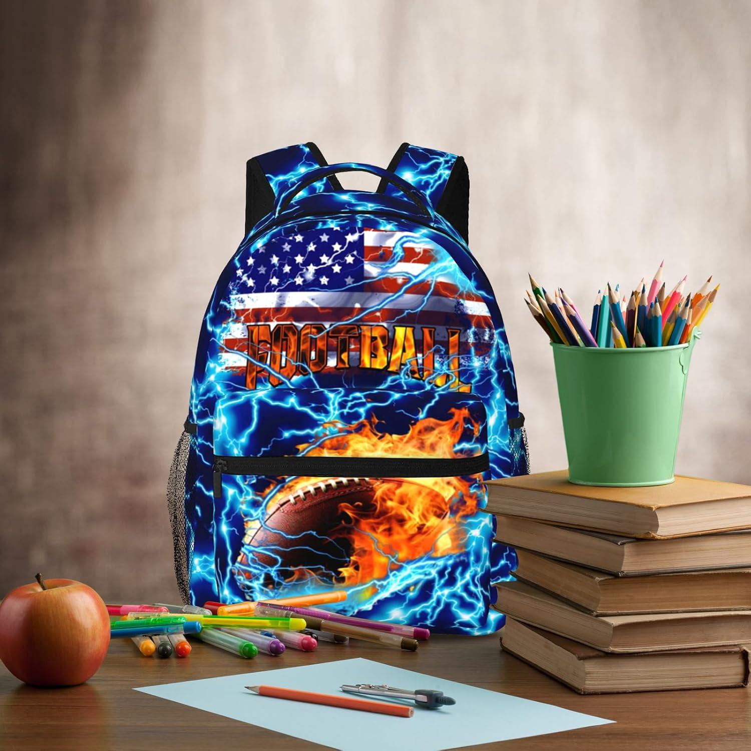 Mochila Escolar de Fútbol Americano para Niños 29x20x40 cm