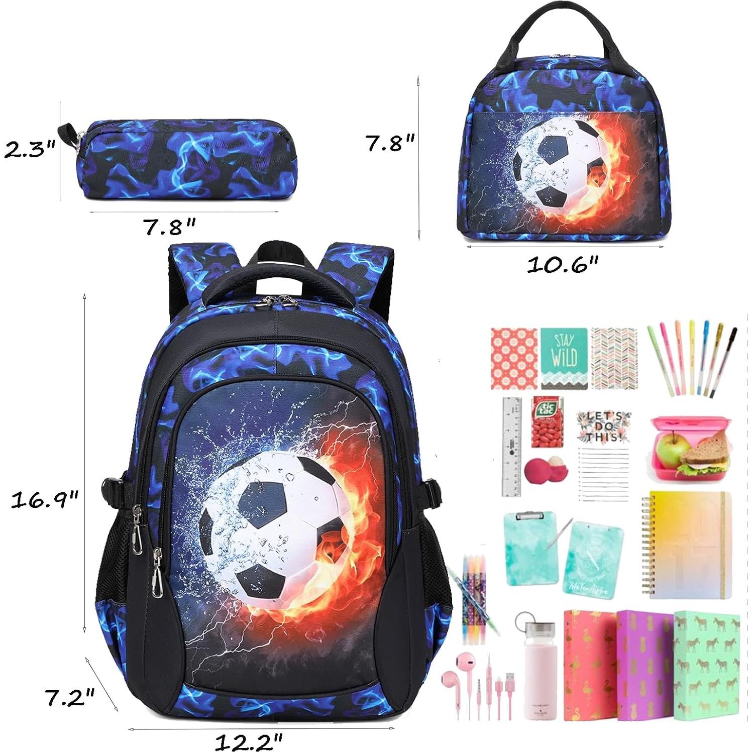 Mochila Escolar Jumpopack Niños Fútbol 40x30x16cm con Almuerzo