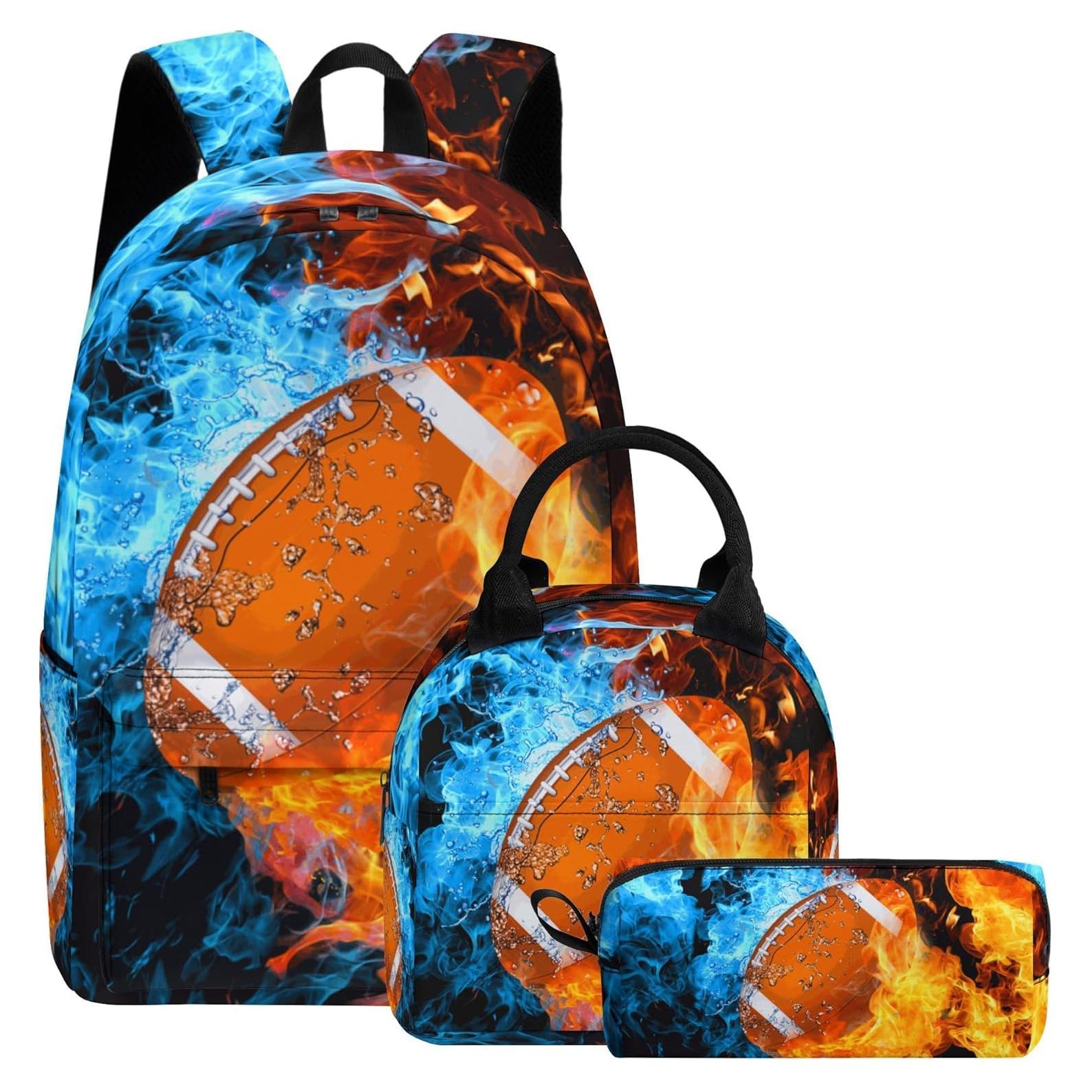 Conjunto de Mochila Escolar 3 Piezas Okentiso Fútbol 17"