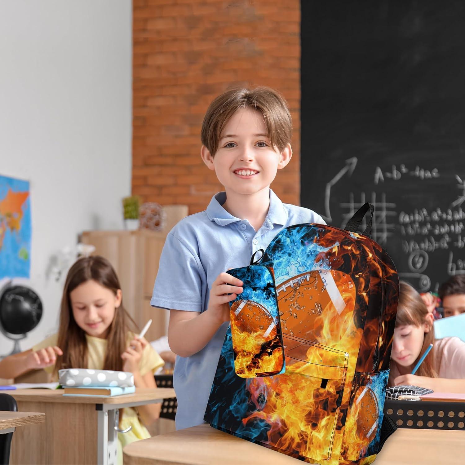 Conjunto de Mochila Escolar 3 Piezas Okentiso Fútbol 17"