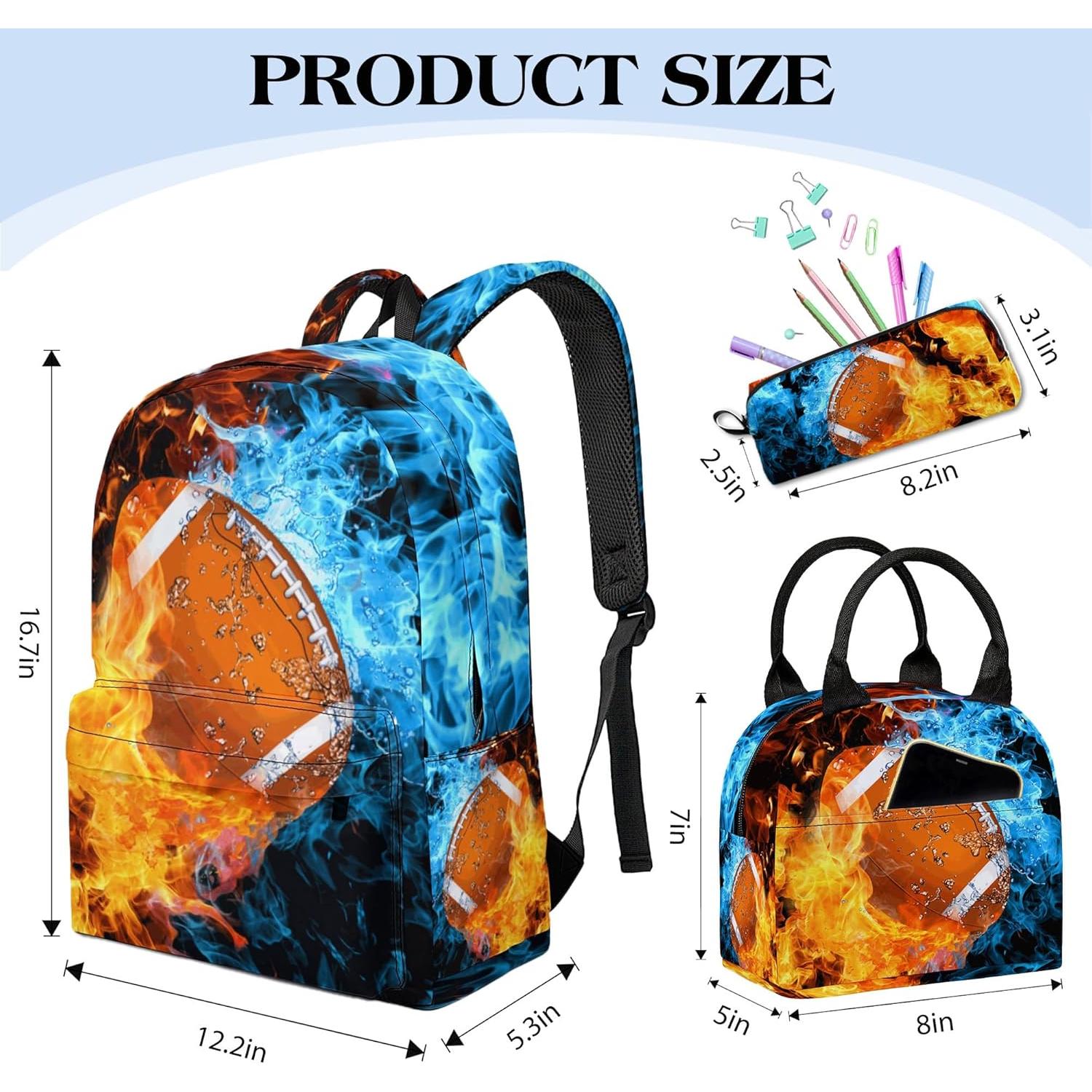 Conjunto de Mochila Escolar 3 Piezas Okentiso Fútbol 17"