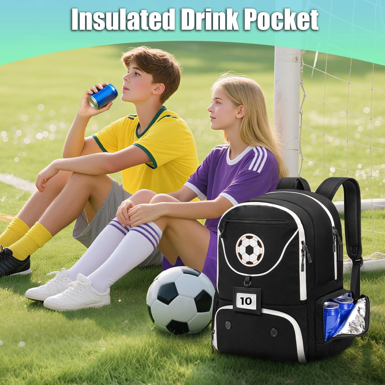 Mochila de Fútbol YOREPEK 28L con Compartimento para Laptop 15.6"