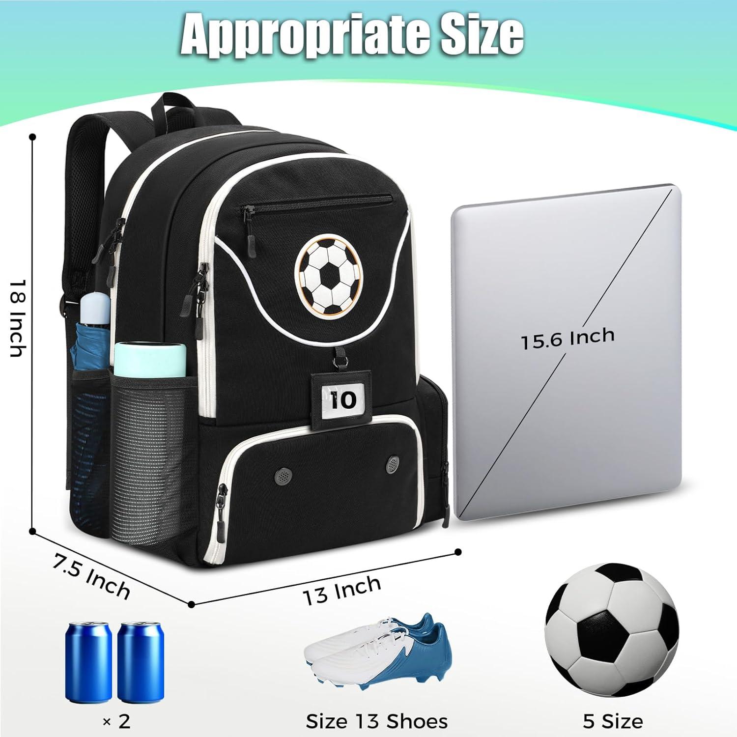 Mochila de Fútbol YOREPEK 28L con Compartimento para Laptop 15.6"