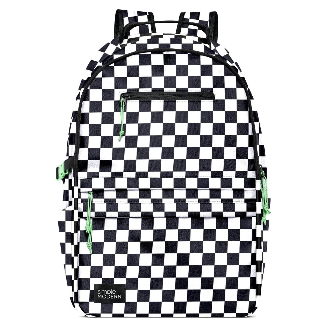 Mochila Simple Modern Ellis 25L Cuadrícula Negra y Blanca
