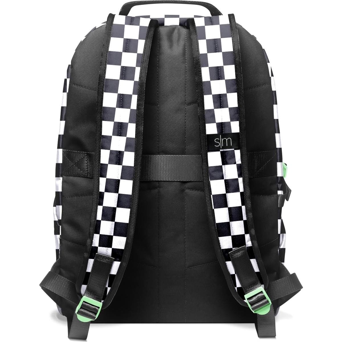 Mochila Simple Modern Ellis 25L Cuadrícula Negra y Blanca