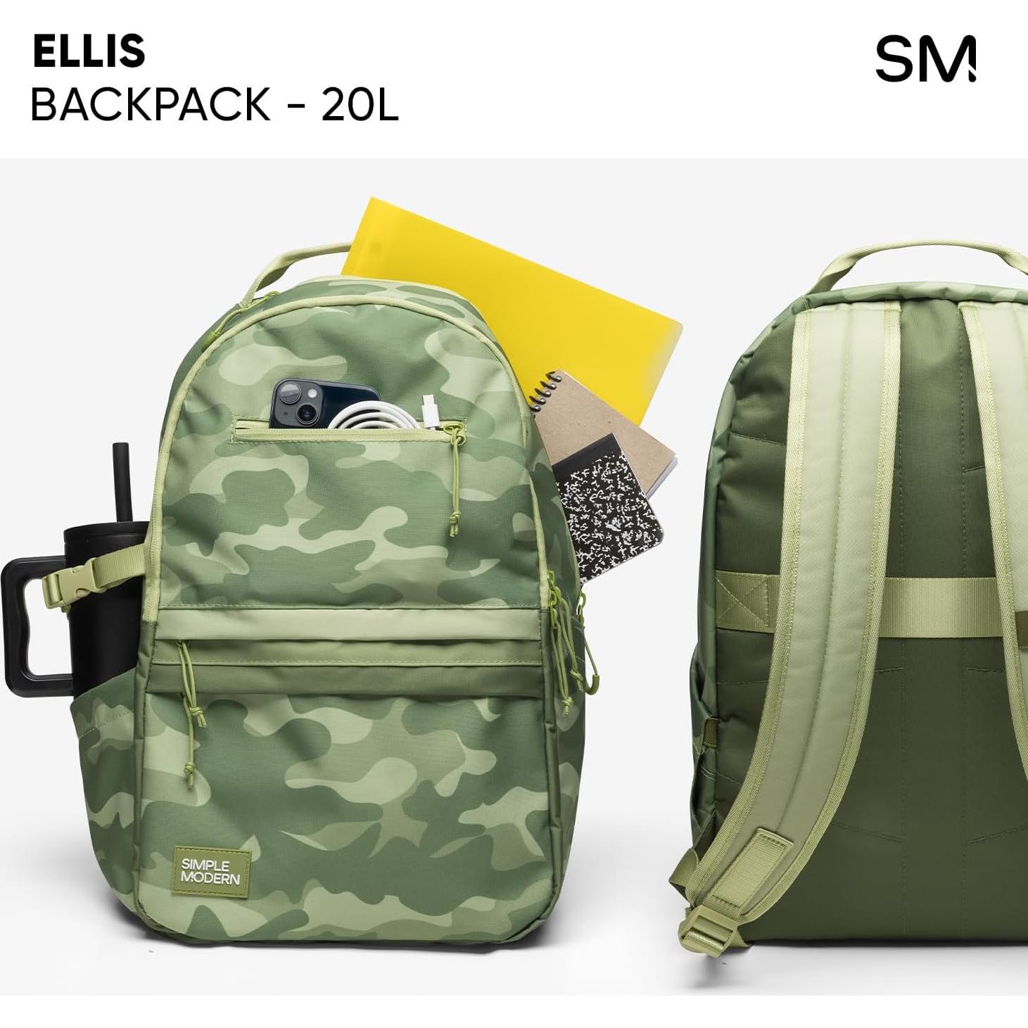 Mochila Simple Modern Ellis 25L Cuadrícula Negra y Blanca