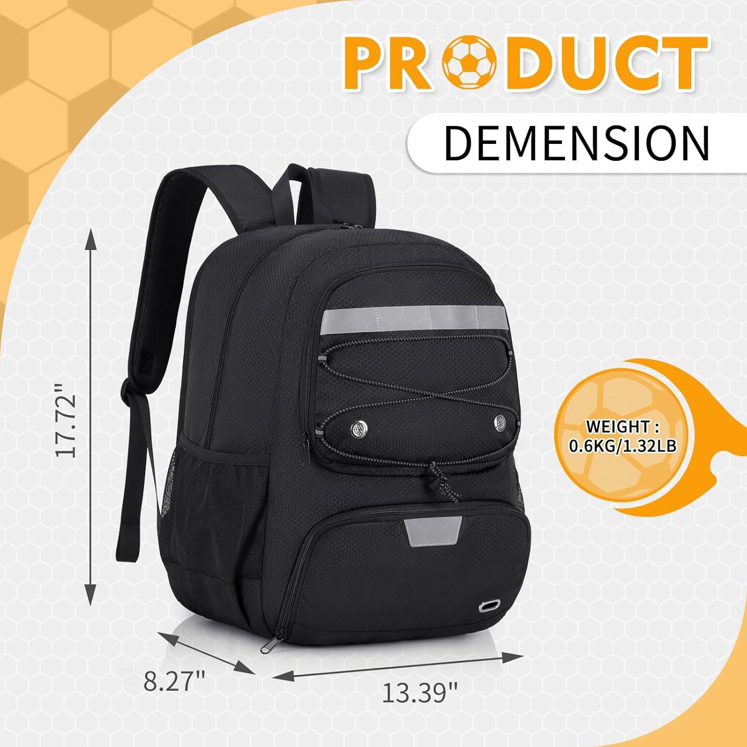 Mochila de Fútbol MUSEVOS Ms-1226-BK 32L Negra con Compartimentos