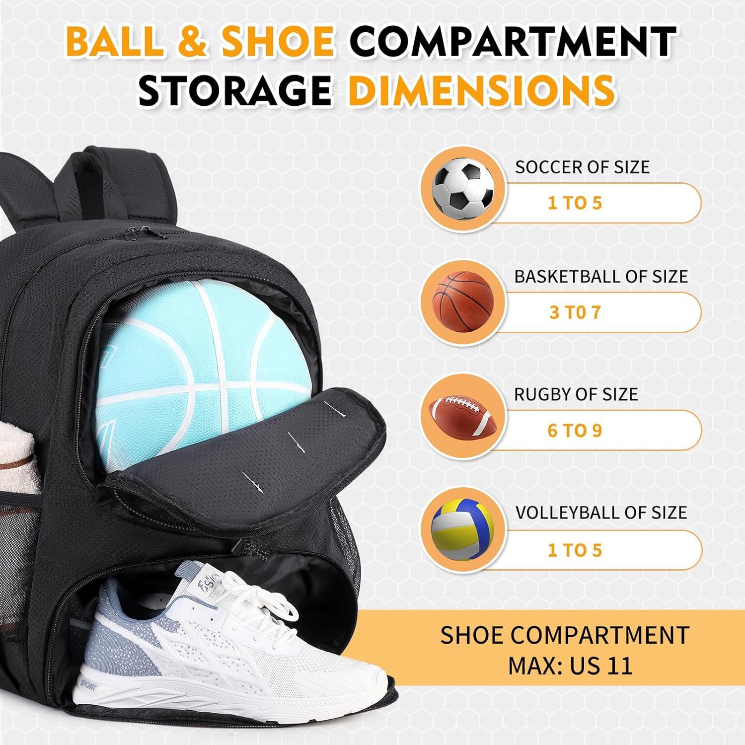 Mochila de Fútbol MUSEVOS Ms-1226-BK 32L Negra con Compartimentos