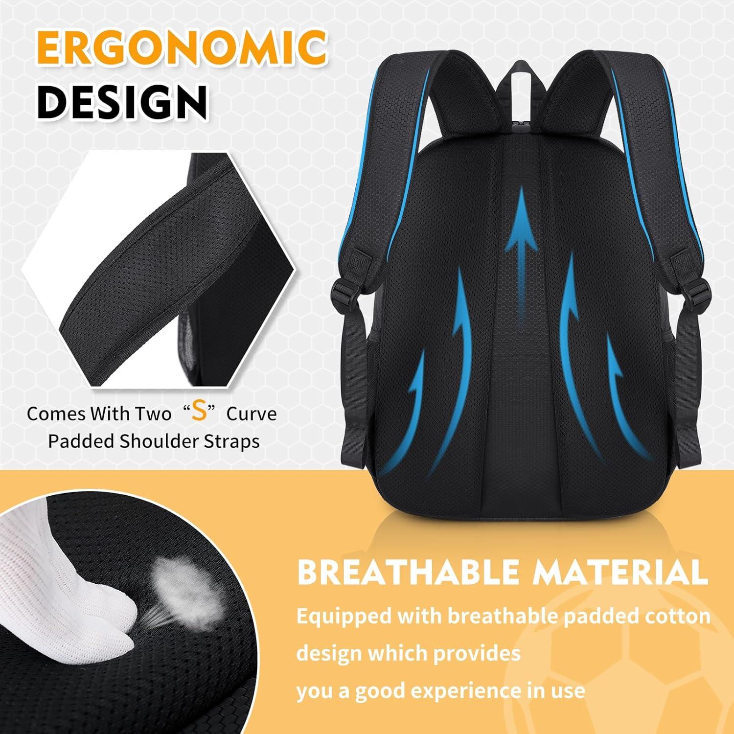 Mochila de Fútbol MUSEVOS Ms-1226-BK 32L Negra con Compartimentos