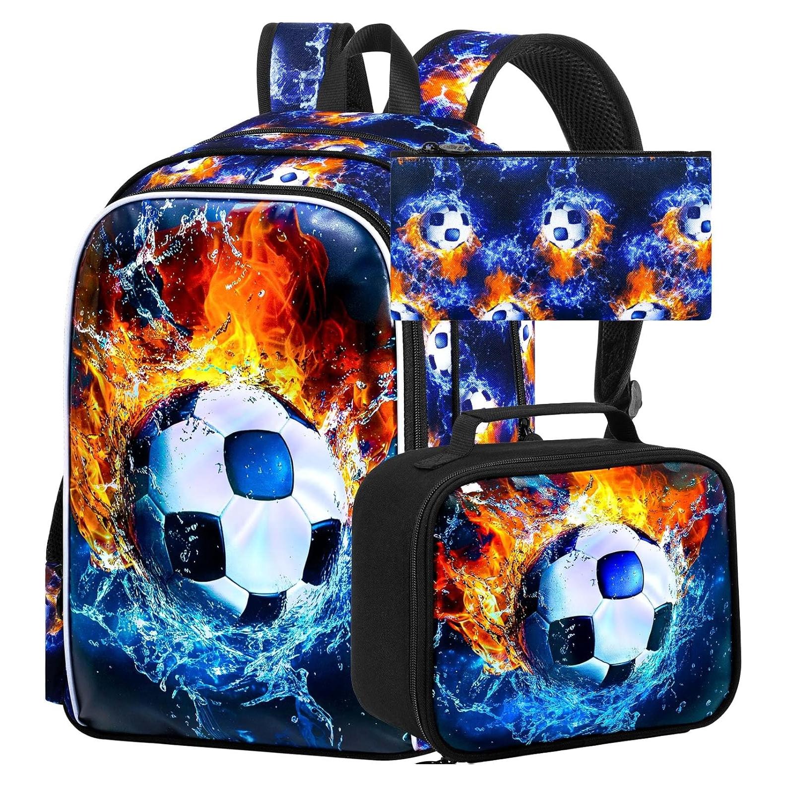 Mochila Escolar 3 en 1 FTJCF Fútbol Niños Azul 43.2x30.5x16.5cm