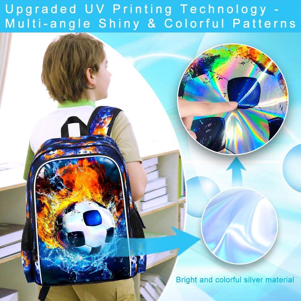 Mochila Escolar 3 en 1 FTJCF Fútbol Niños Azul 43.2x30.5x16.5cm