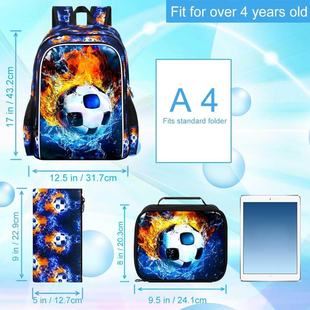 Mochila Escolar 3 en 1 FTJCF Fútbol Niños Azul 43.2x30.5x16.5cm
