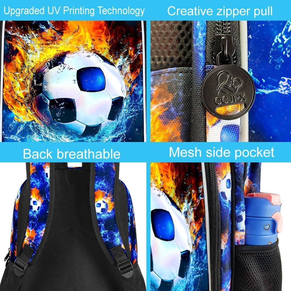 Mochila Escolar 3 en 1 FTJCF Fútbol Niños Azul 43.2x30.5x16.5cm
