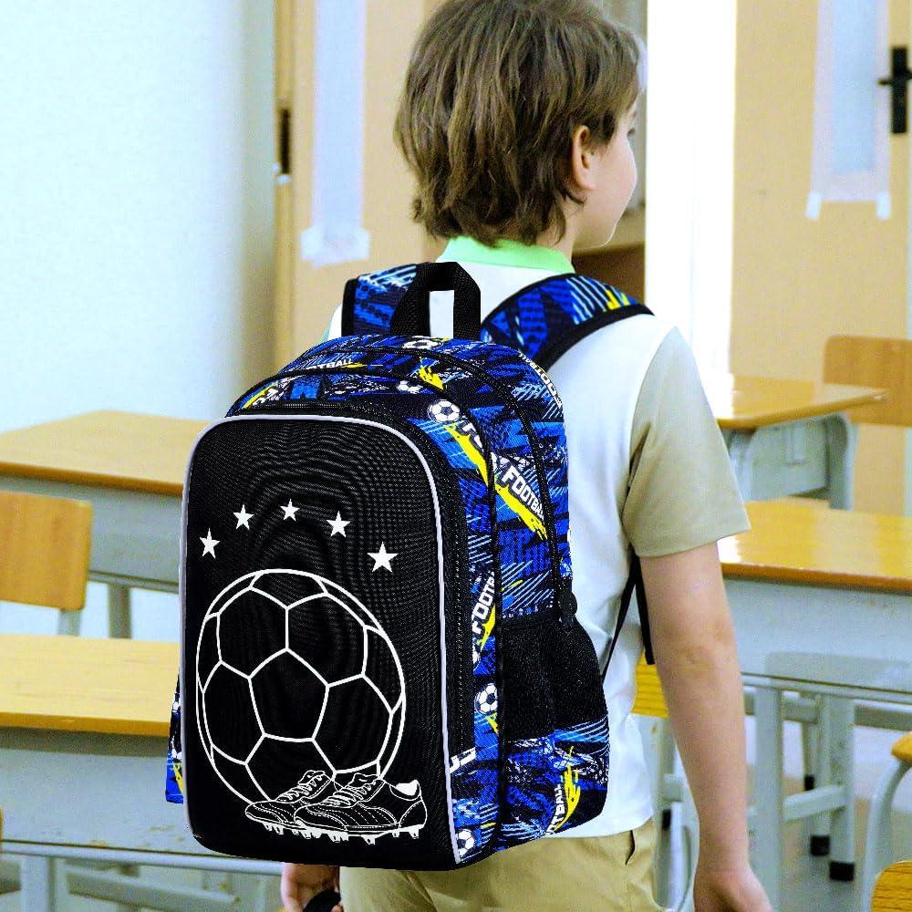 Mochila Escolar 3 en 1 KLFVB Fútbol Luminiscente 43 cm