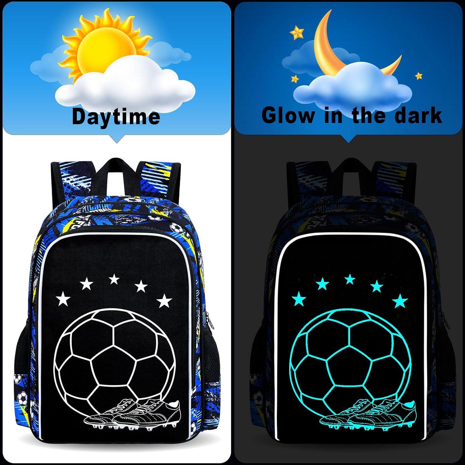 Mochila Escolar 3 en 1 KLFVB Fútbol Luminiscente 43 cm