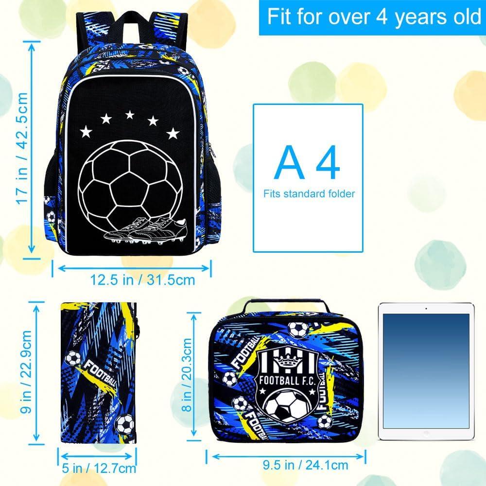 Mochila Escolar 3 en 1 KLFVB Fútbol Luminiscente 43 cm