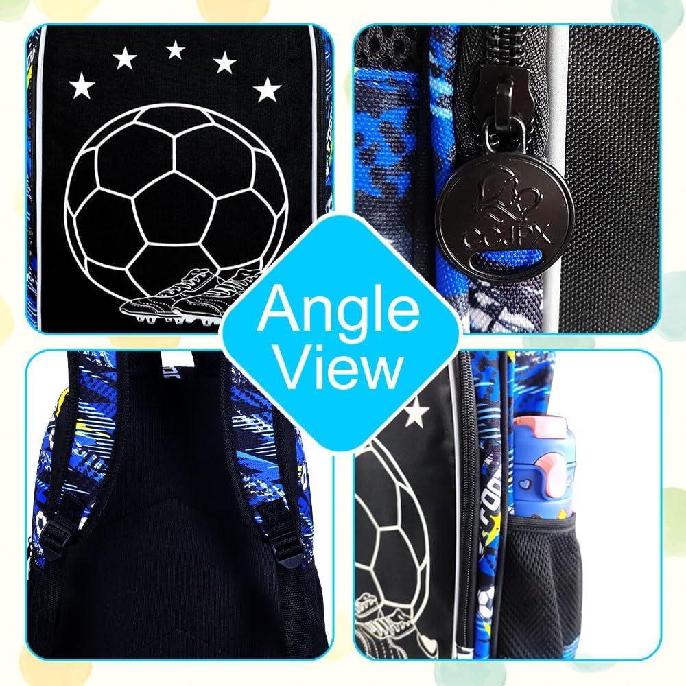 Mochila Escolar 3 en 1 KLFVB Fútbol Luminiscente 43 cm