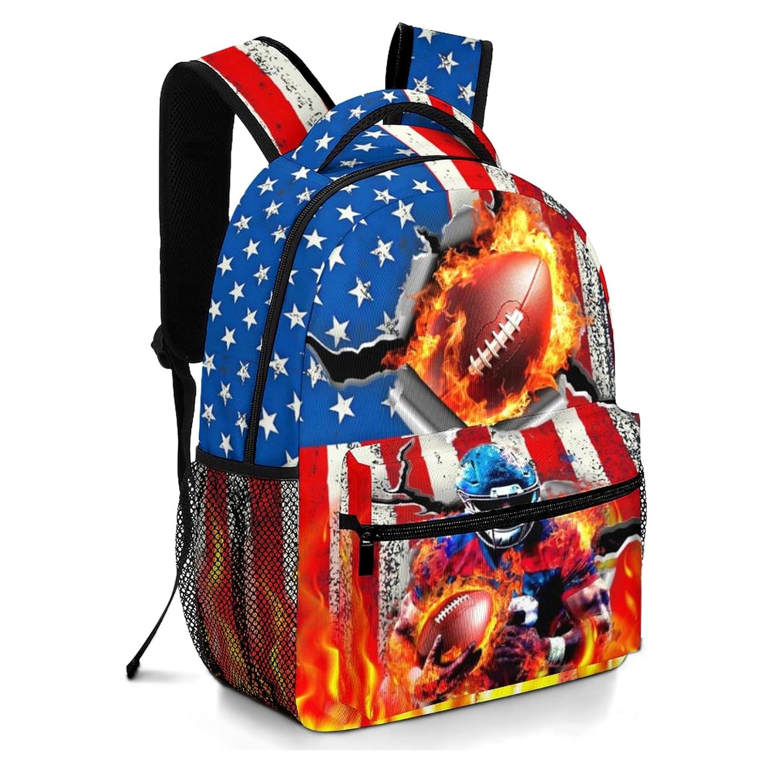 Mochila Escolar para Niños Euvazeni Fútbol Americano 40x20x29cm