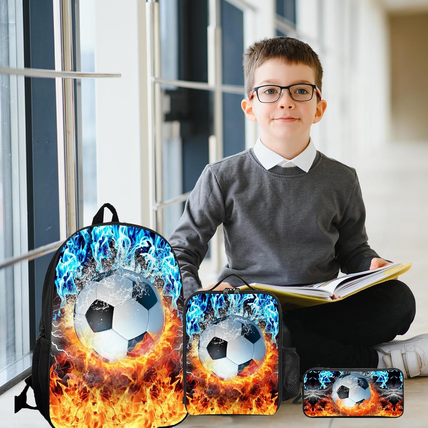 Juego de mochila de fútbol 3 piezas para niños - 43 cm