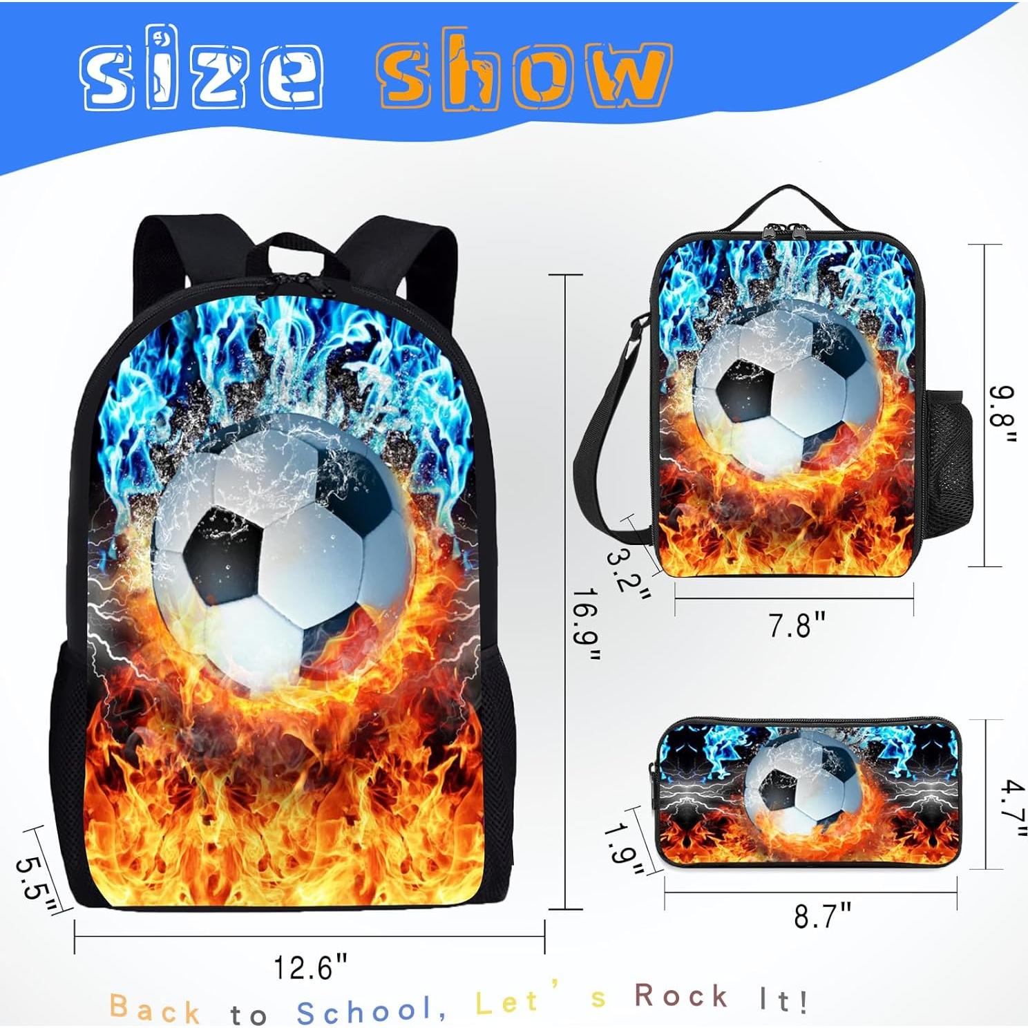 Juego de mochila de fútbol 3 piezas para niños - 43 cm