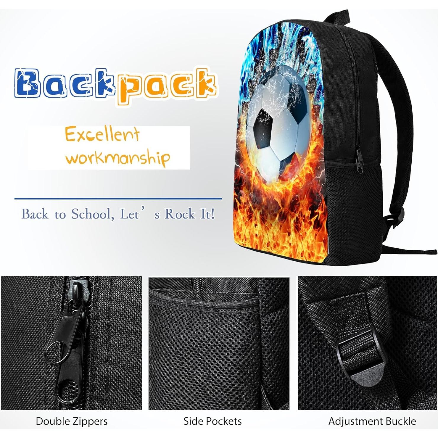 Juego de mochila de fútbol 3 piezas para niños - 43 cm