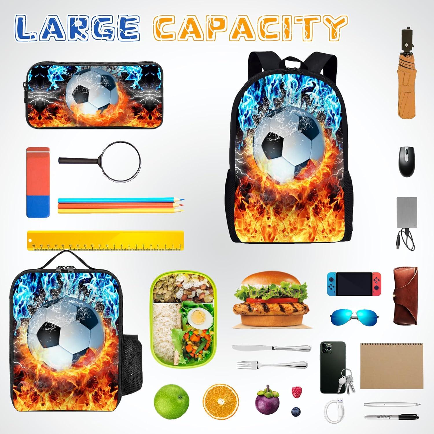 Juego de mochila de fútbol 3 piezas para niños - 43 cm