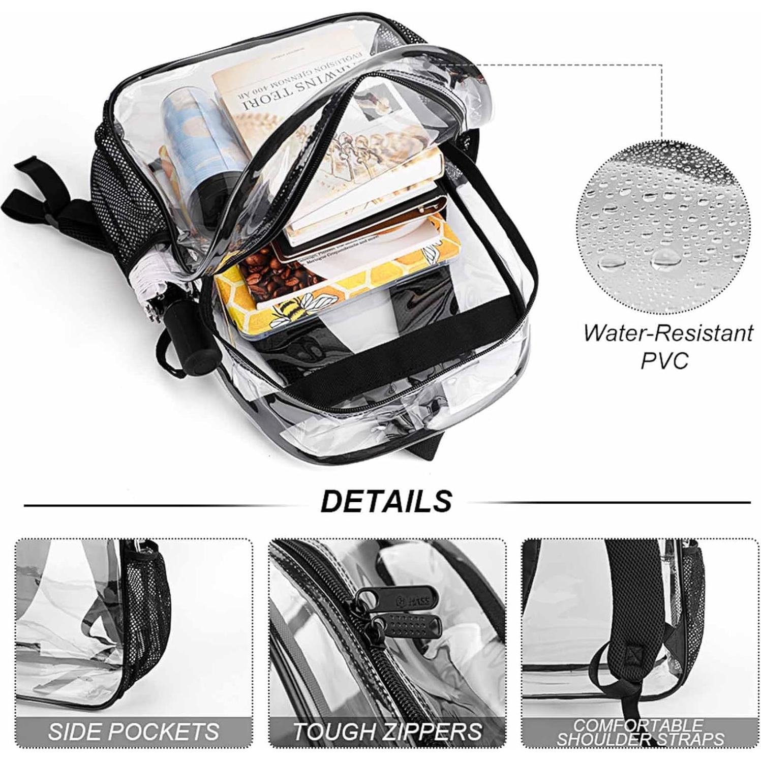 Mochila Transparente de Fútbol PVC Resistente 43x33x13cm