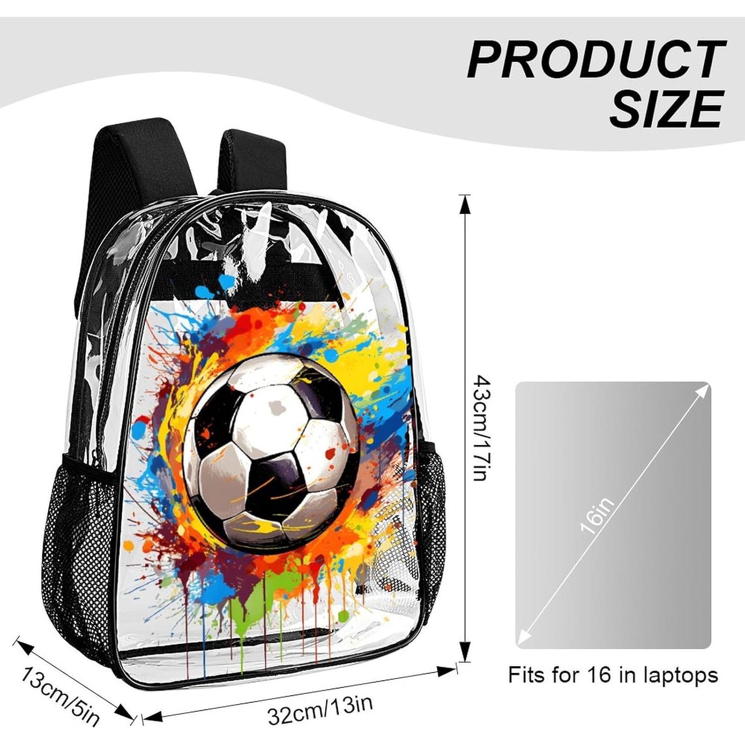 Mochila Transparente de Fútbol PVC Resistente 43x33x13cm