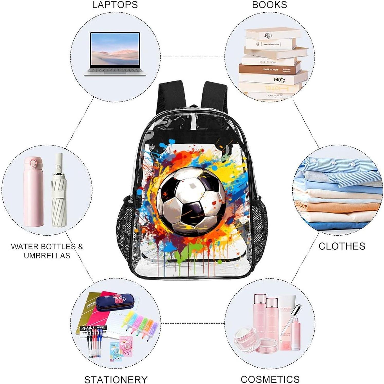 Mochila Transparente de Fútbol PVC Resistente 43x33x13cm