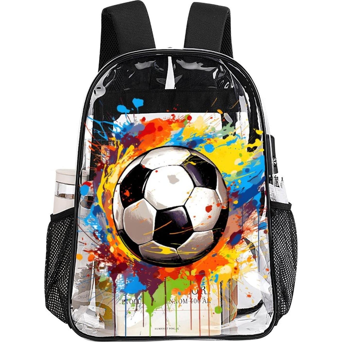 Mochila Transparente de Fútbol PVC Resistente 43x33x13cm