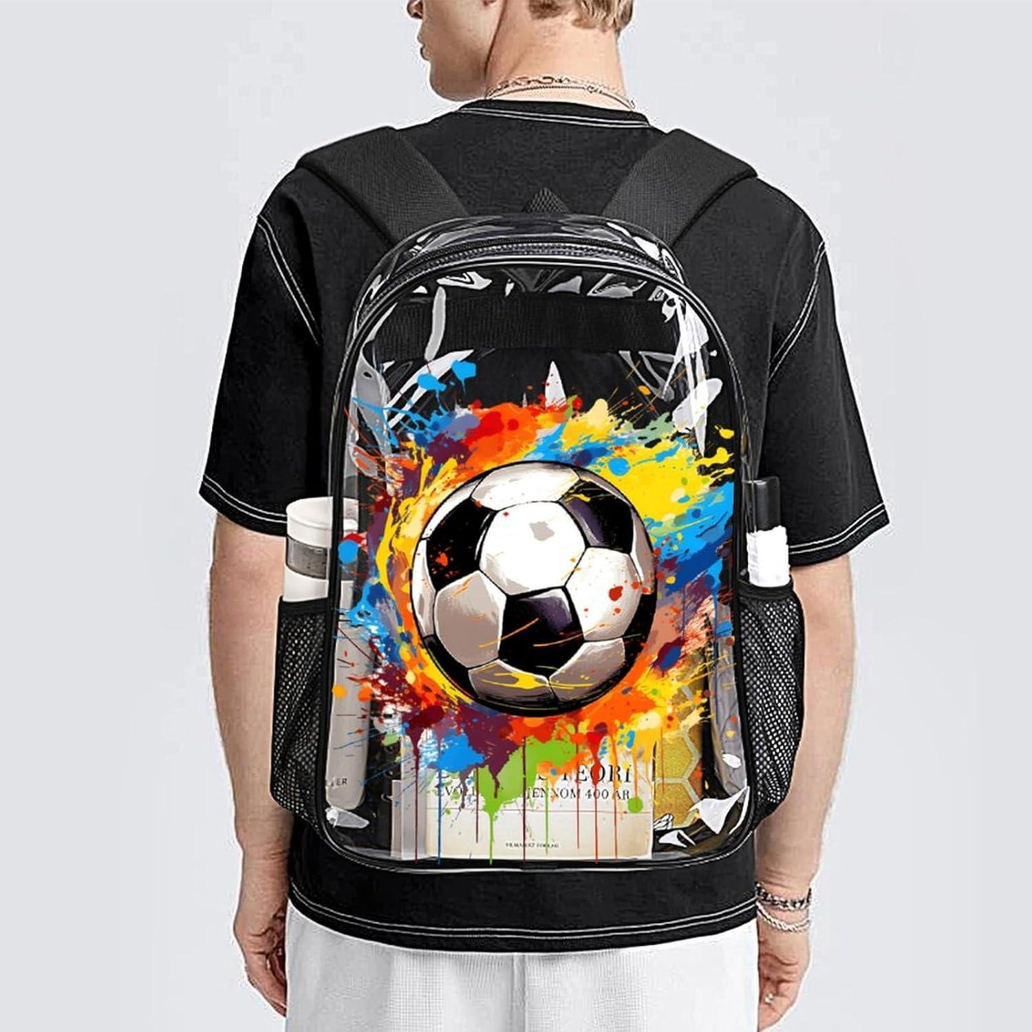 Mochila Transparente de Fútbol PVC Resistente 43x33x13cm