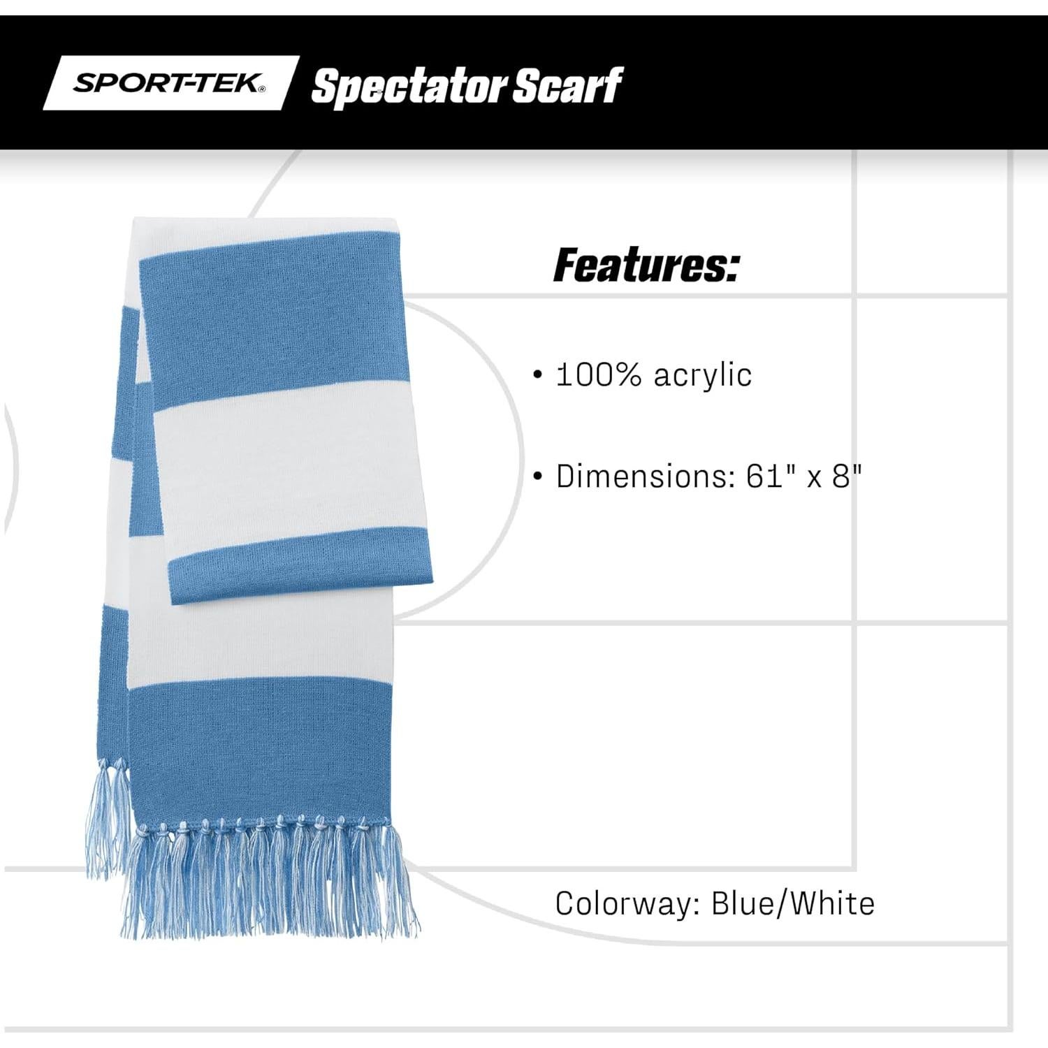 Bufanda Unisex Sport-Tek STA02 a Rayas con Flecos - OSFA