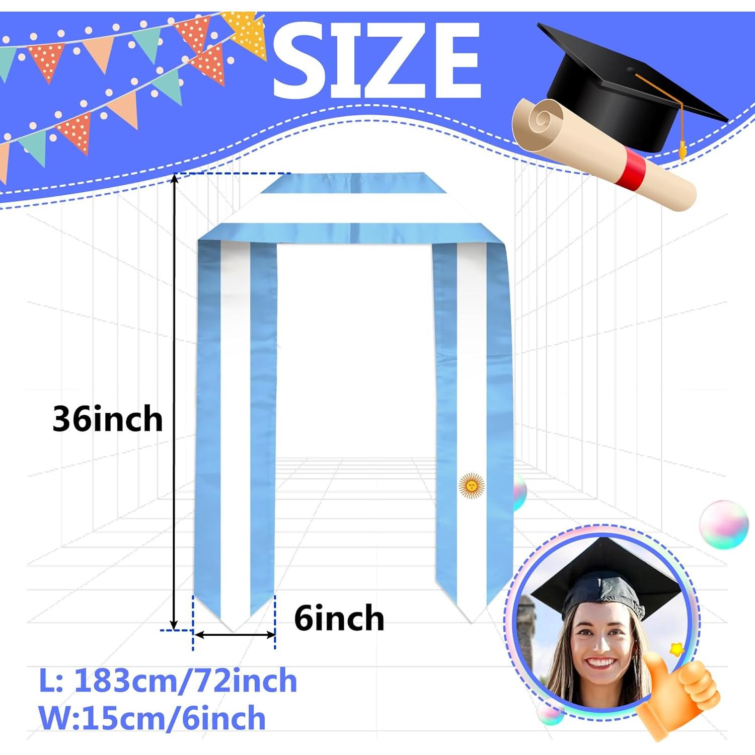 Estola de Graduación Argentina SECUNL 183x15cm Poliester