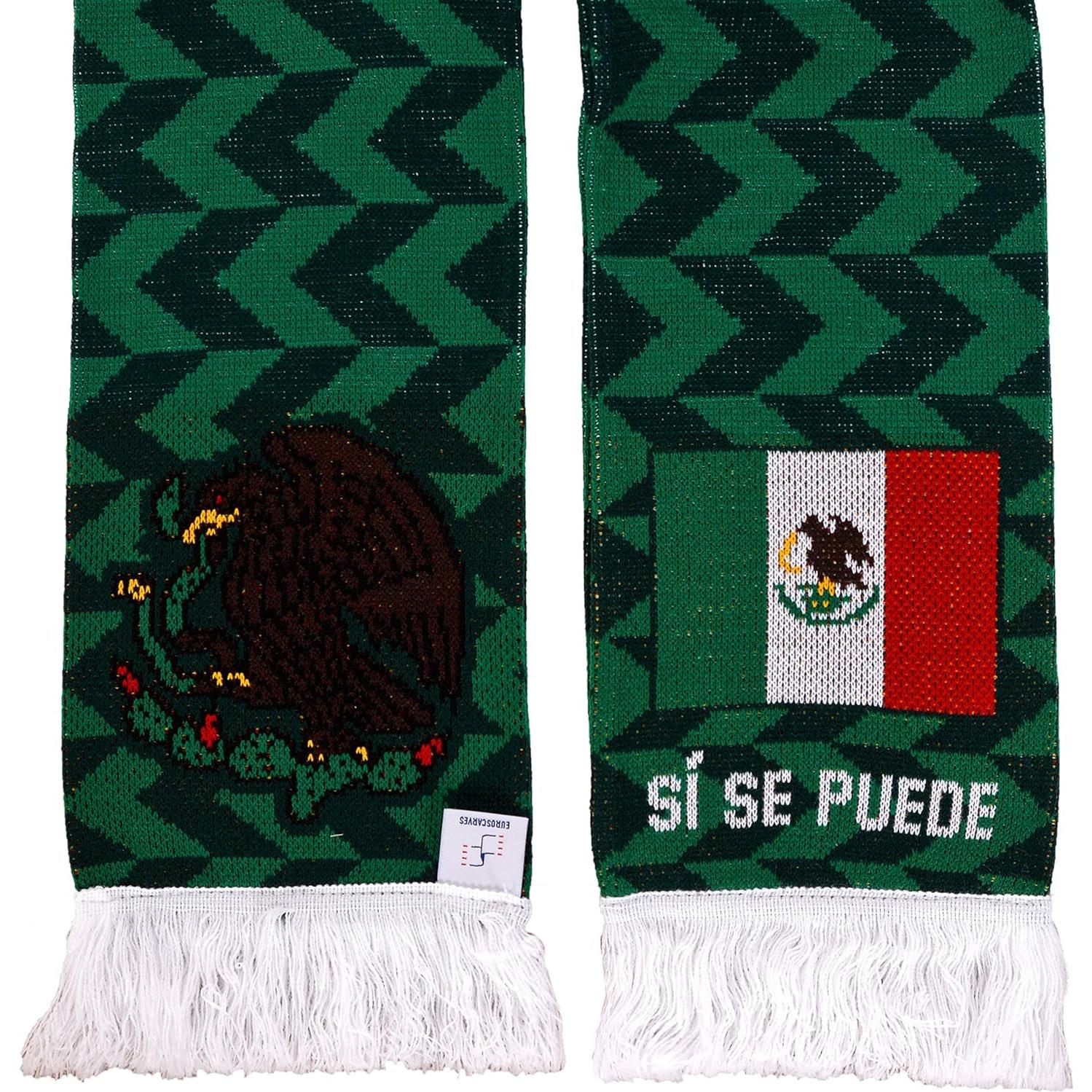 Bufanda de Fútbol México Euroscarves Doble Cara 145x18 cm