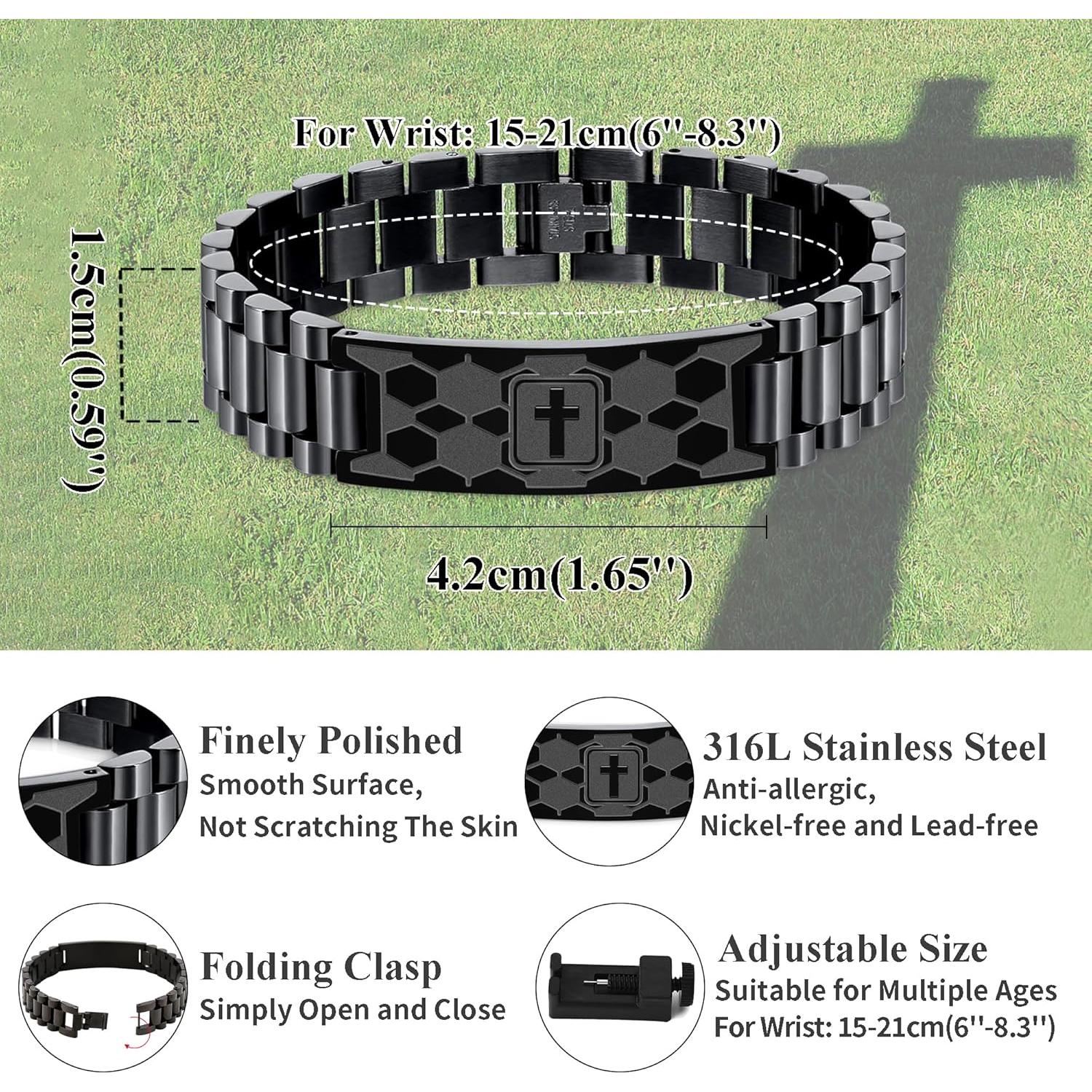 Pulsera de Fútbol Cristiana Ajustable Acero Inoxidable 21cm