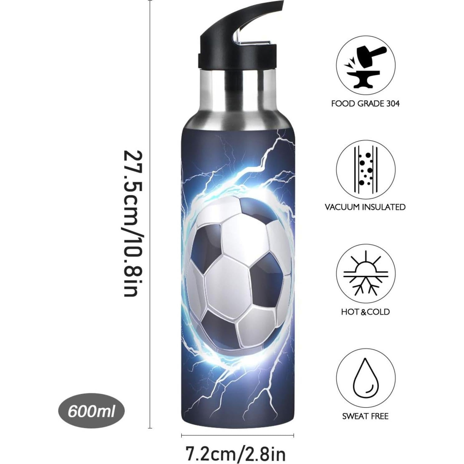 Botella de Agua Aislada WEVIBOFU 600 ml con Tapa de Pajita