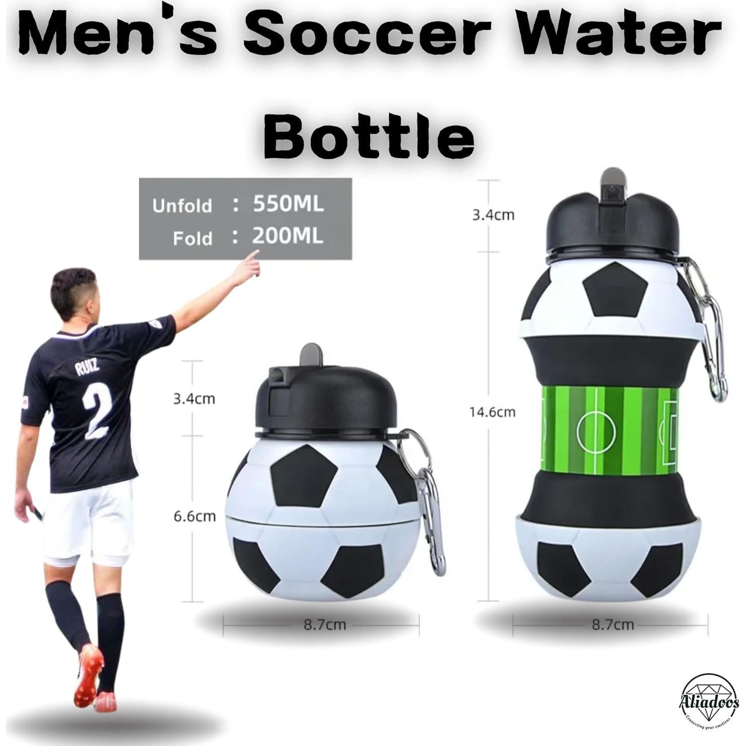 Botella de Agua Plegable Fútbol ALIADOOS 532 ml + 30 Charms